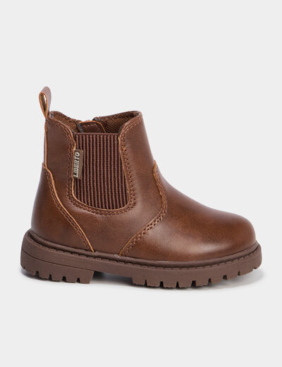 Bottines chelsea crant&eacute;es Liberto marron b&eacute;b&eacute; gar&ccedil;on