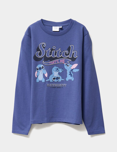 T-shirt manches longues coton Stitch bleu fille