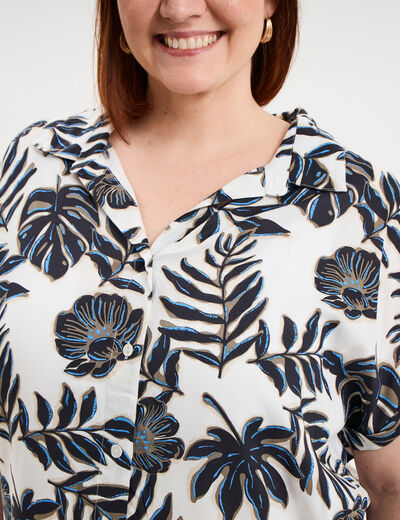 Chemise manches courtes ecru femme grande taille