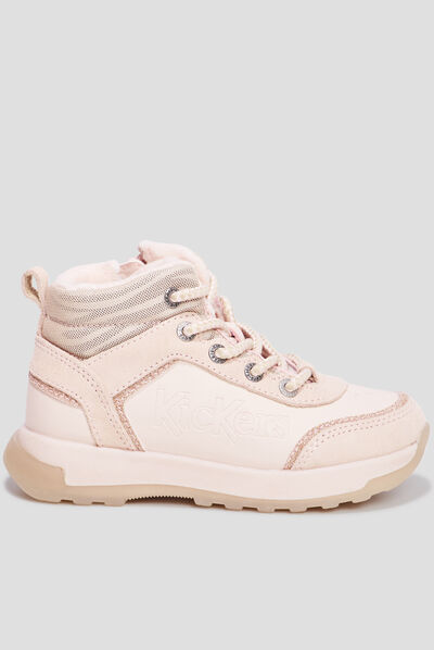 Bottines zippées Kickers Fauna rose fille