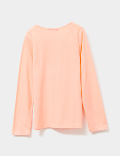 Ensemble pyjama pantalon et t-shirt orange fluo fille