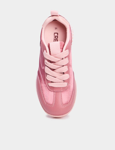 Tennis basses effet satin rose fille