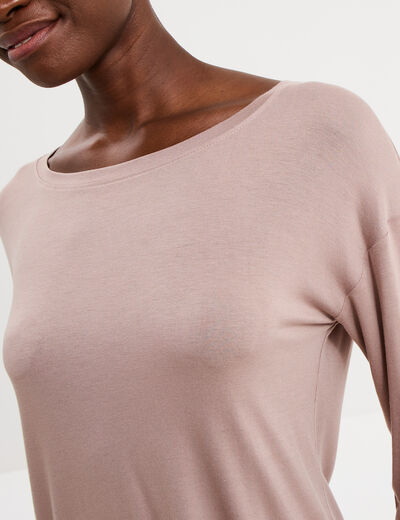 Ensemble pyjama t-shirt et pantalon marron clair femme
