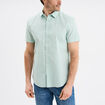 Chemise droite manches courtes coton vert pastel homme
