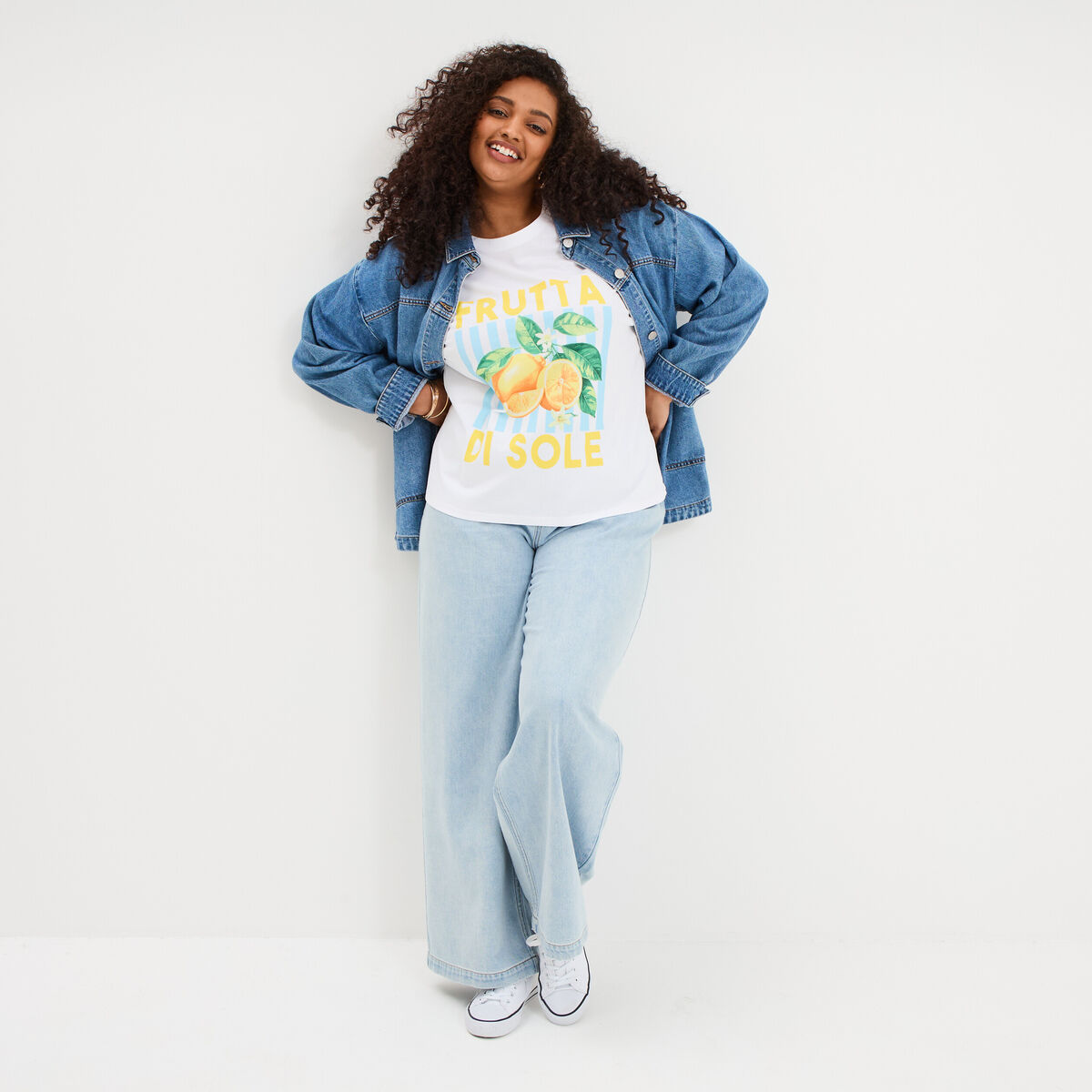 T-shirt avec manches courtes droit coton blanc femme grande taille