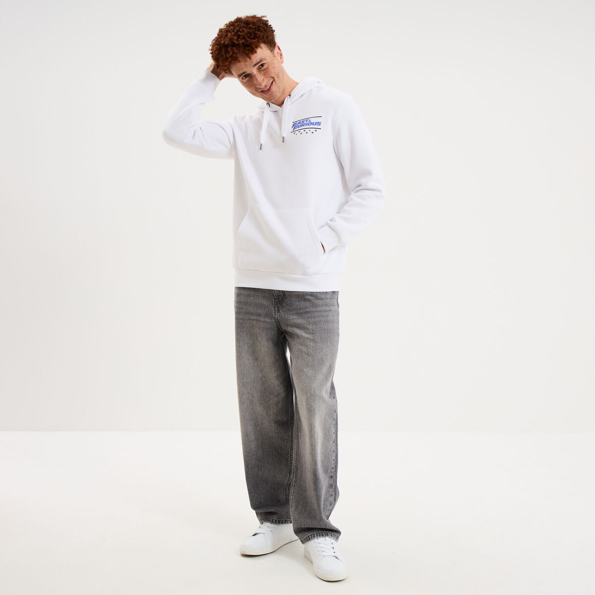 Sweat hoodie molleton Fast and Furious blanc homme