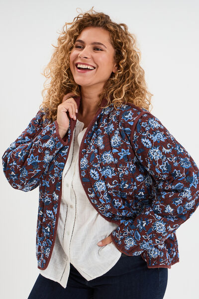Veste matelass&eacute;e r&eacute;versible marron femme grande taille