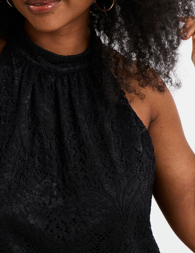 Débardeur dentelle encolure américaine noir femme