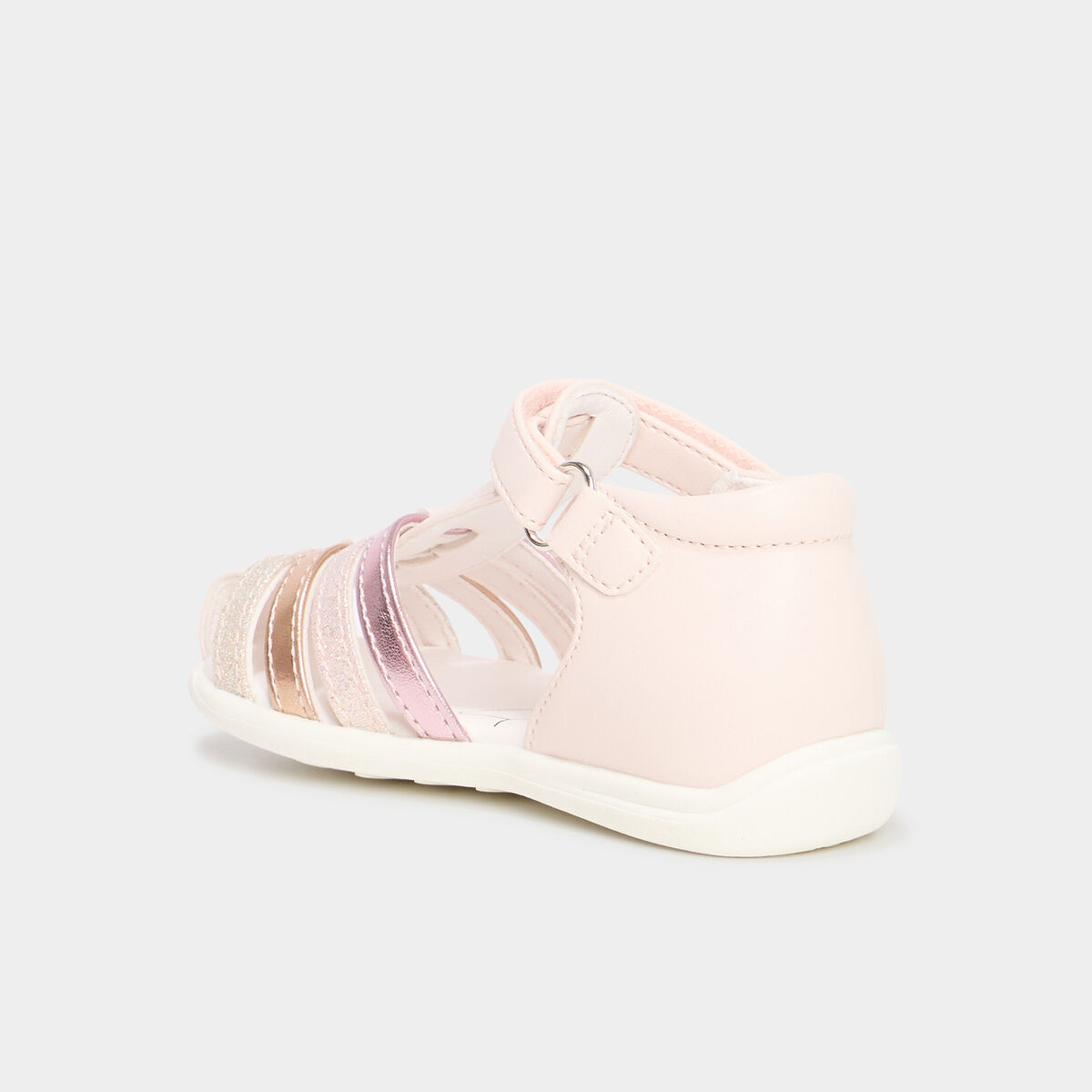 Sandales &agrave; scratchs semelle souple rose b&eacute;b&eacute; fille