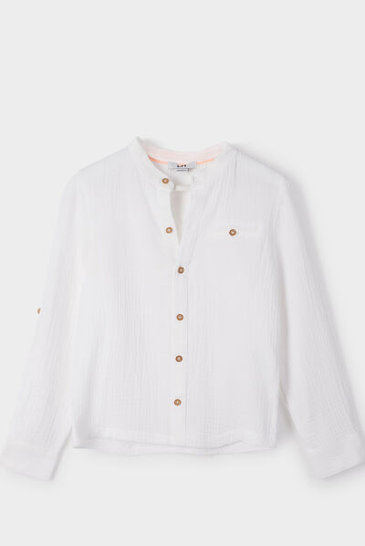 Chemise manches longues blanc garçon