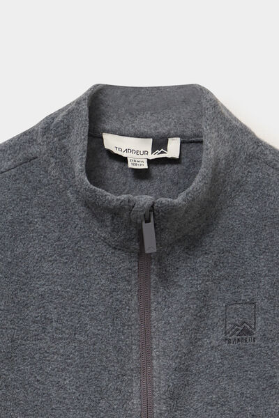 Gilet polaire zipp&eacute; manches longues gris argent mixte