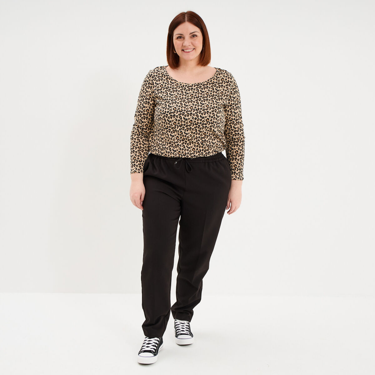 T-shirt manches longues coton sable femme grande taille