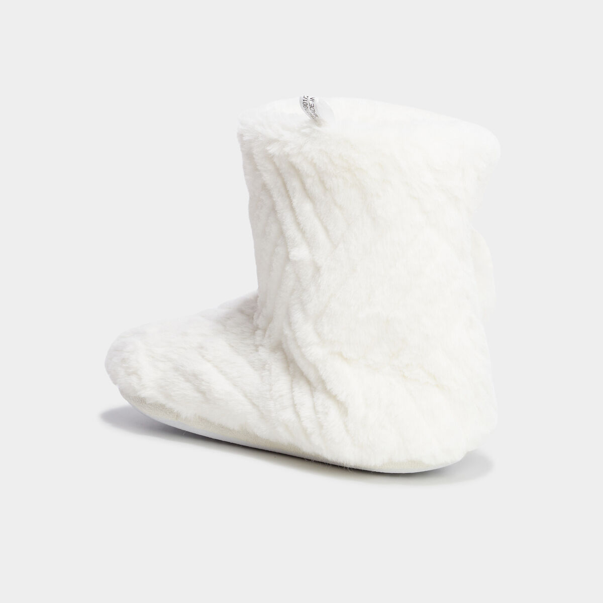 Chaussons bottines fourr&eacute;s blanc femme