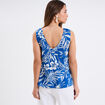 Blouse col en V bretelles larges bleu electrique femme