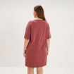 Chemise de nuit courte col rond coton rose framboise femme grande taille