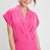 Robe courte trapèze col effet croisé rose fushia femme