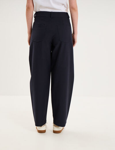 Pantalon ballon taille haute bleu fonc&eacute; femme