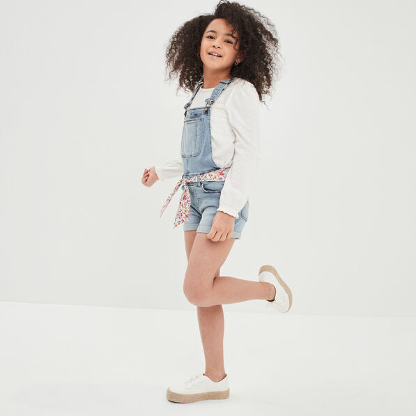 salopette short ceinturee en jean denim double stone fille Salopette short ceinturée en jean denim double stone fille