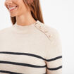Pull manches longues avec boutons beige femme
