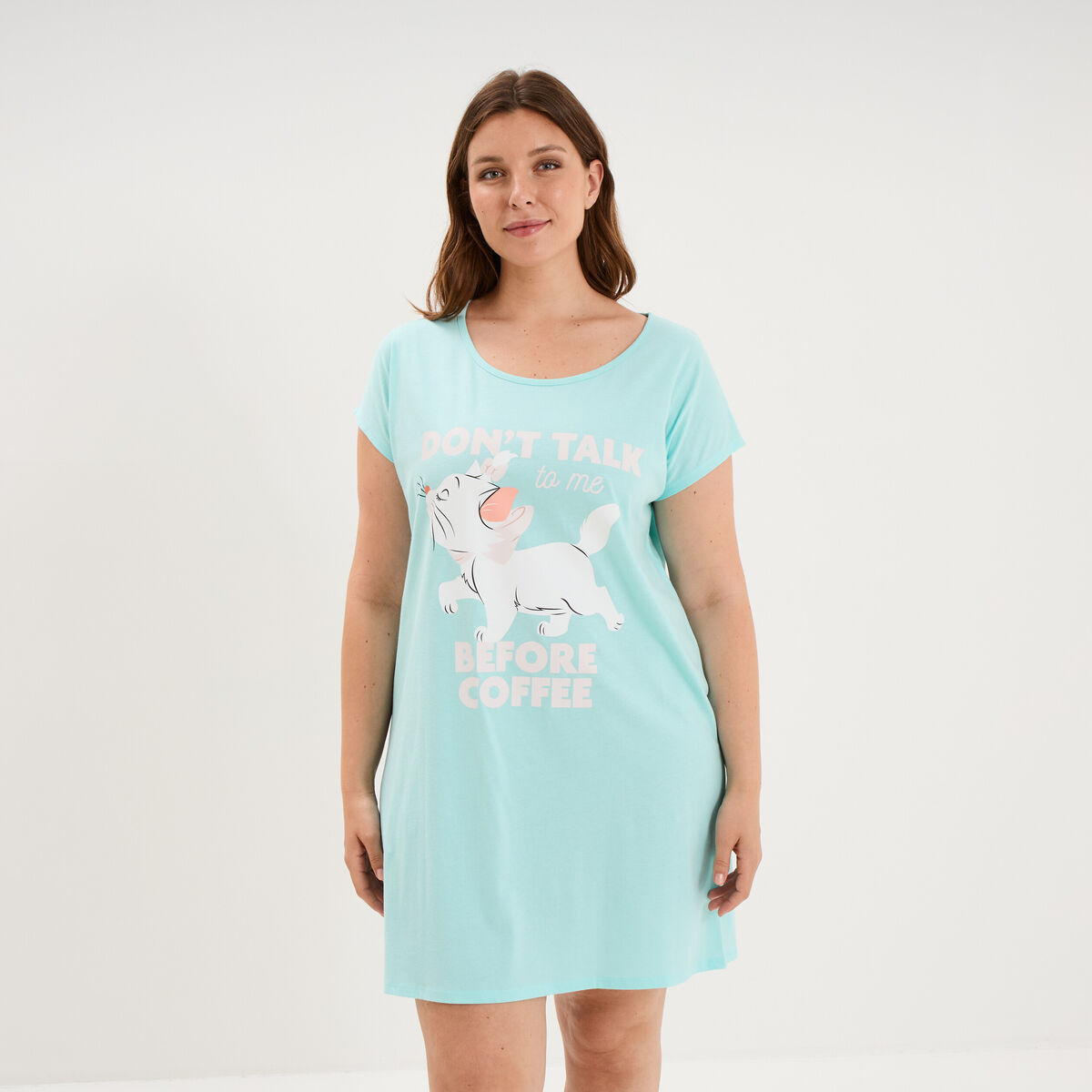 Chemise de nuit courte Aristochats Marie bleu turquoise femme grande taille