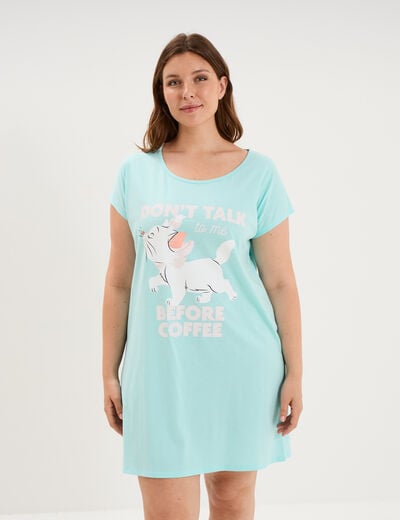 Chemise de nuit courte Aristochats Marie bleu turquoise femme grande taille