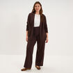 Pantalon large taille haute marron fonc&eacute; femme grande taille