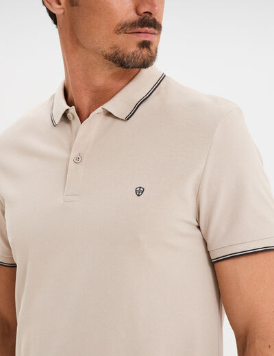 Polo manches courtes bords contrastés sable homme