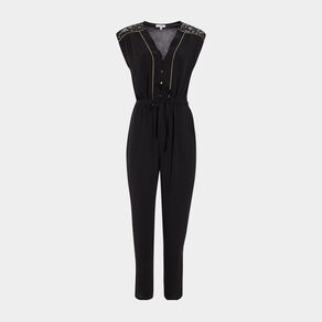 Combinaison pantalon ceinturé noir femme