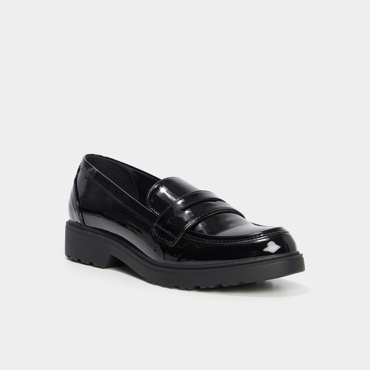 Mocassins vernis semelle crant&eacute;e Liberto noir femme
