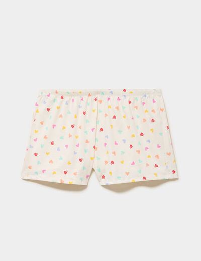 Bas de pyjama short coton ecru femme grande taille