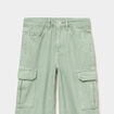 Pantalon large battle poches &agrave; rabat vert pastel fille