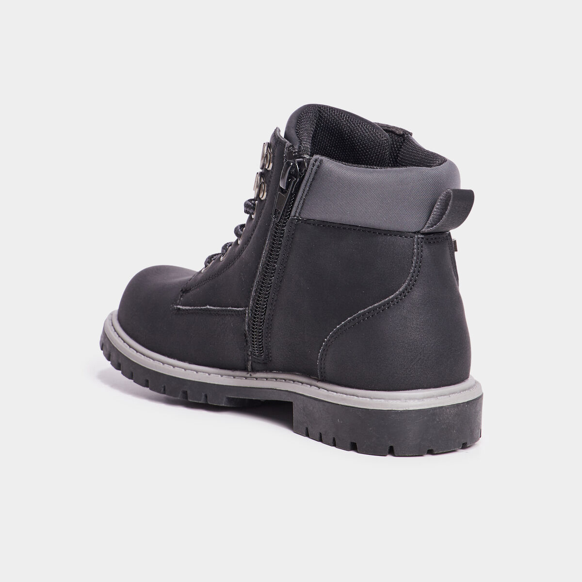 Boots crant&eacute;es zipp&eacute;es Trappeur noir gar&ccedil;on