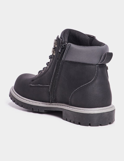 Boots crantées zippées Trappeur noir garçon