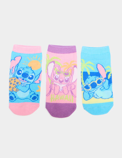 Lot 3 paires chaussettes Stitch rose fille