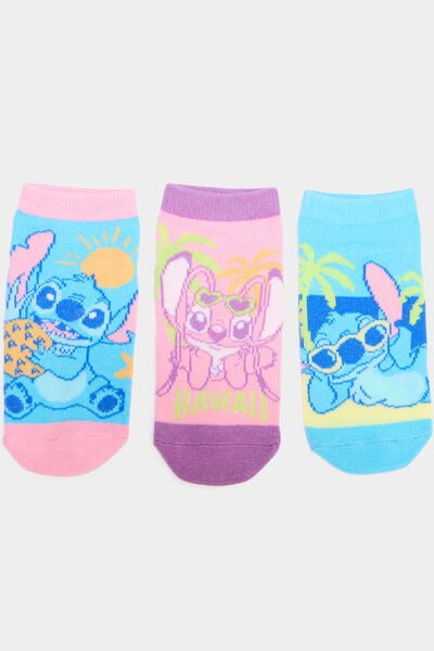Lot 3 paires chaussettes Stitch rose fille