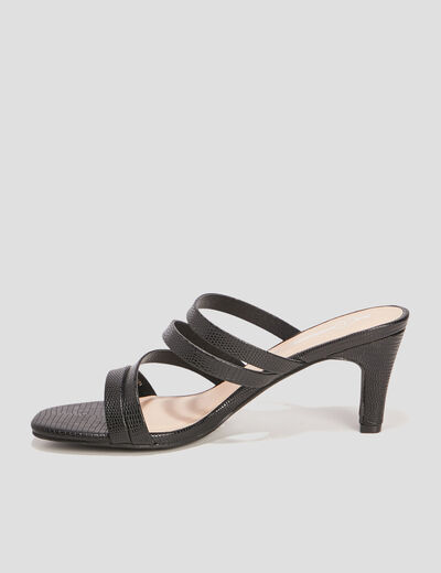 Mules à talons noir femme