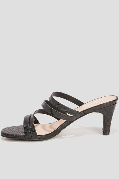 Mules à talons noir femme