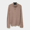 Pull col montant boutonn&eacute; et torsades taupe homme