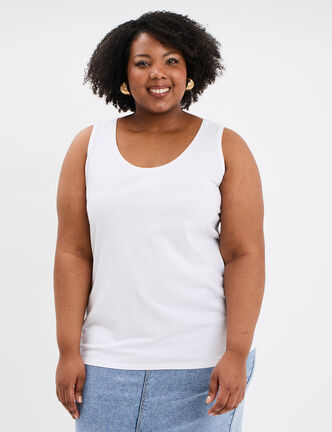 Débardeur ajusté sans manches coton blanc femme grande taille
