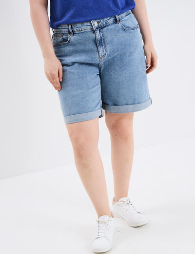 Short en jean droit 5 poches denim double stone femme grande taille