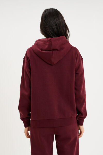 Sweat zipp&eacute; &agrave; capuche violet fonc&eacute; femme