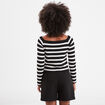 Pull côtelé col carré tricotage en côte noir femme