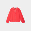 Blouse col tunisien broderie anglaise rouge femme