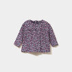 T-shirt manches longues col rond coton bleu marine b&eacute;b&eacute; fille
