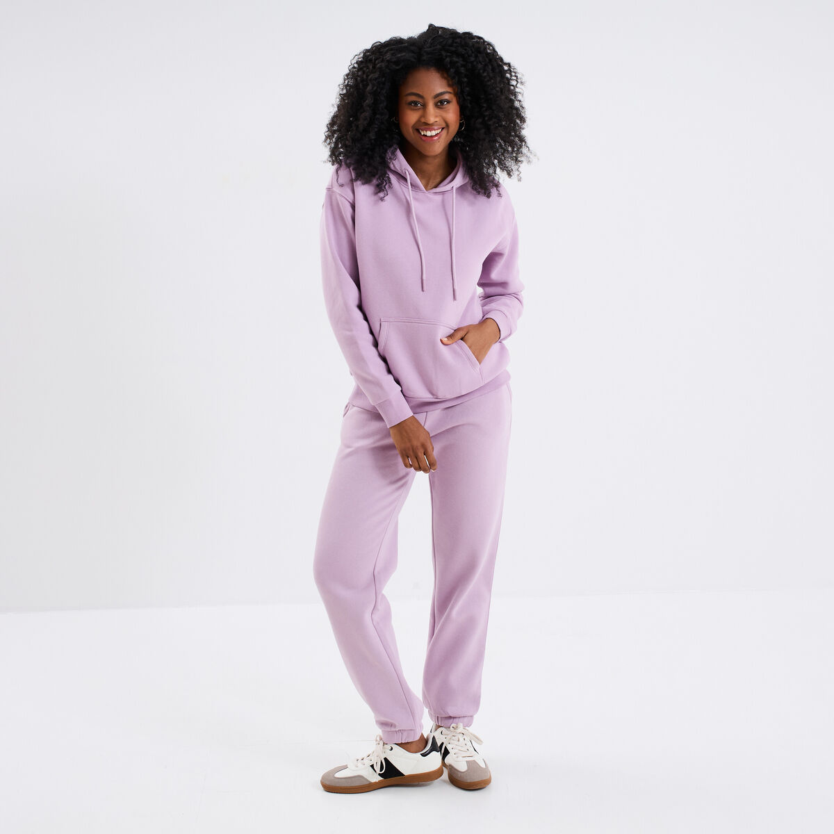 Sweat hoodie molleton à capuche violet clair femme