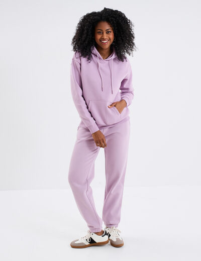 Sweat hoodie molleton à capuche violet clair femme