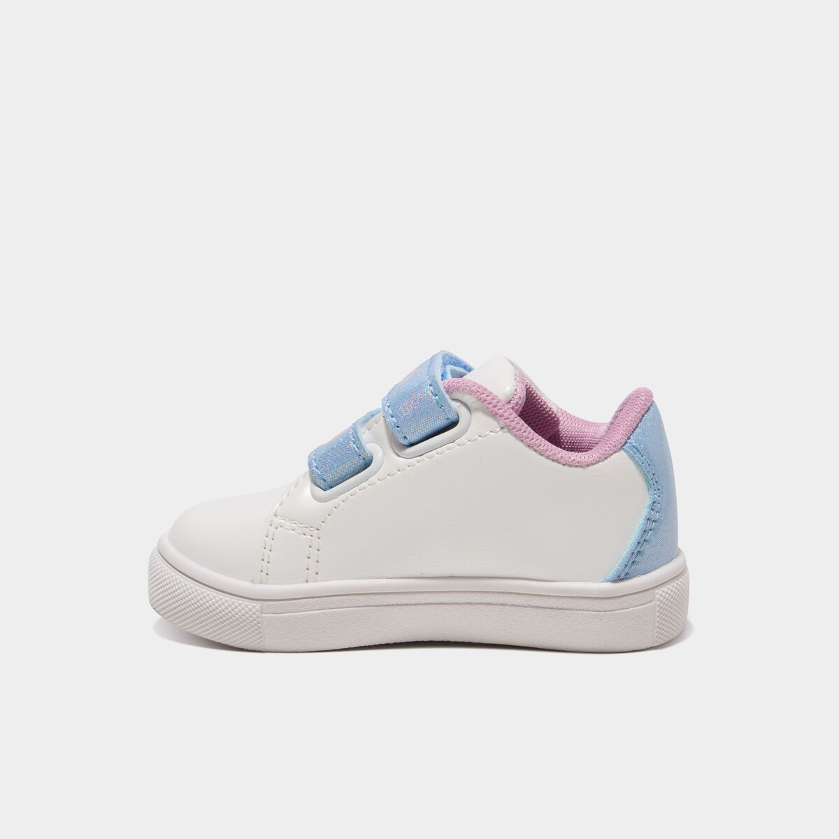 Tennis basses &agrave; scratchs Stitch blanc b&eacute;b&eacute; fille