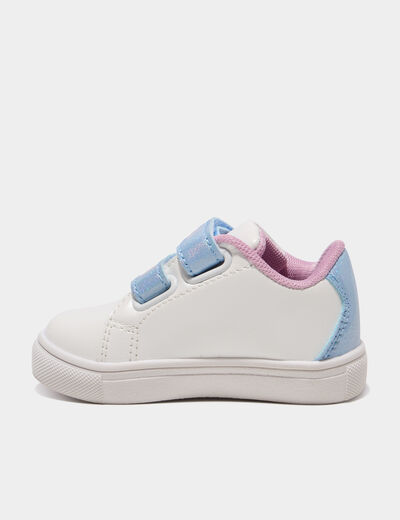 Tennis basses &agrave; scratchs Stitch blanc b&eacute;b&eacute; fille