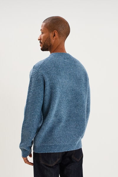 Pull col rond manches longues bleu gris homme