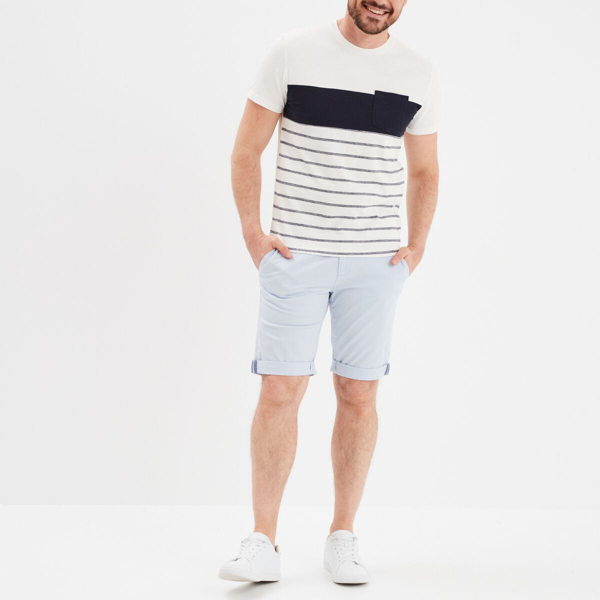 T-shirt droit avec 1 poche Creeks ivoire homme